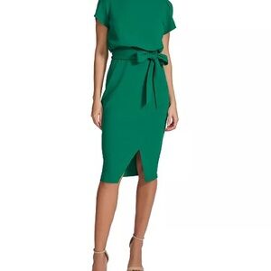 Kensie Green Midi Dress with Belt size 8